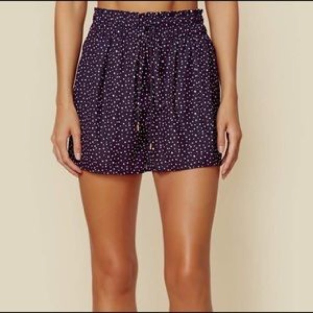 NEW Blue Life x Planet Blue Black & Blue Polka Dot Tie Waist Shorts